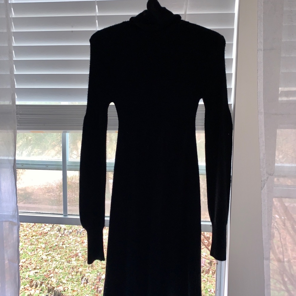Long sleeve black sweater dress w/cowl/turtleneck